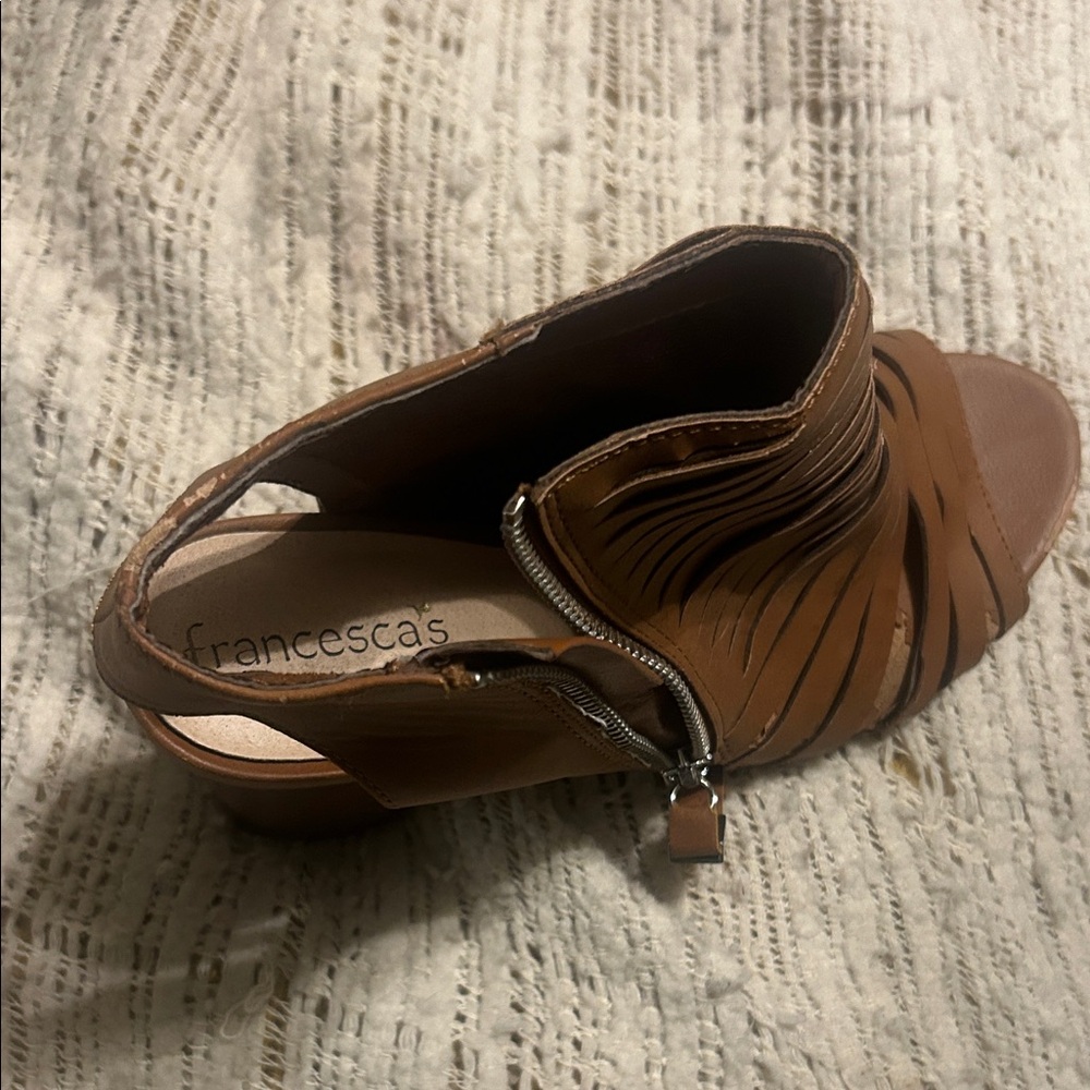 Francesca's Collections Tan Mules with Zipper Detail